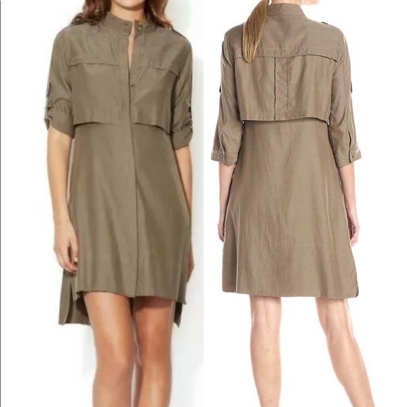 BCBGMaxAzria Dresses & Skirts - BCBGMAXAZRIA Military Trench Dress bayleaf Size S
